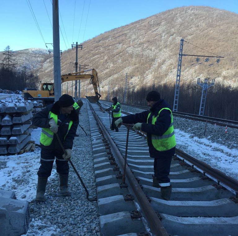 Укладка рельсошпальной решетки