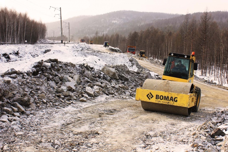 Строительство разъезда Ефремов на линии Бамовская – Тында БАМ